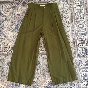 MADEWELL Cropped Khaki Green High-Waist Trousers